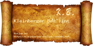 Kleinberger Bálint névjegykártya
